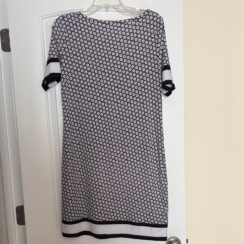 Michael Kors Elegant Black and White Floral Dress size Medium